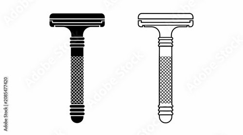 Classic safety razor set in solid and outline styles for grooming