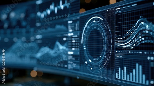 Big data visualization real time intelligence predictive modeling enterprise decision making digital innovation close up analytics revolution theme ethereal Overlay immersive holographic control room 