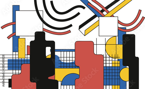 Foto Abstract geometric constructivism vector illustration background with bold prima