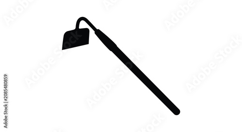 Cuadro en lienzo Black silhouette of a garden hoe on a white background silhouette