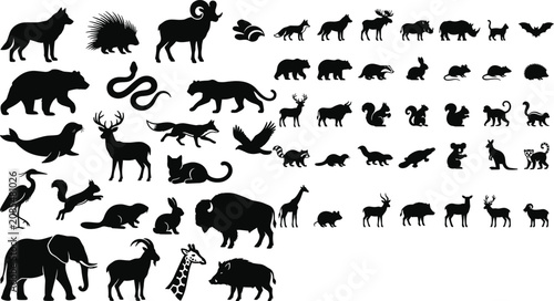 Photography Large collection of wild animal and mammal silhouettes for nature and wildlife d