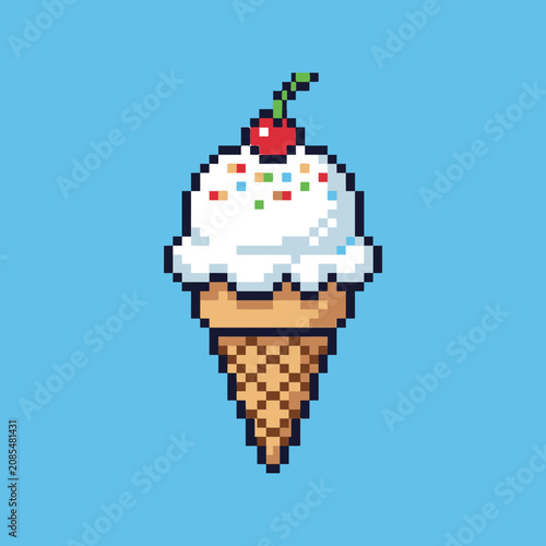 Photos Pixel Art Ice Cream Cone Dessert.