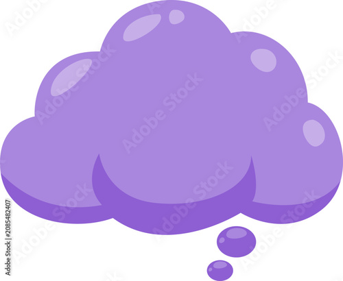 Purple thought bubble cartoon illustration glossy cloud shape speech balloon vector