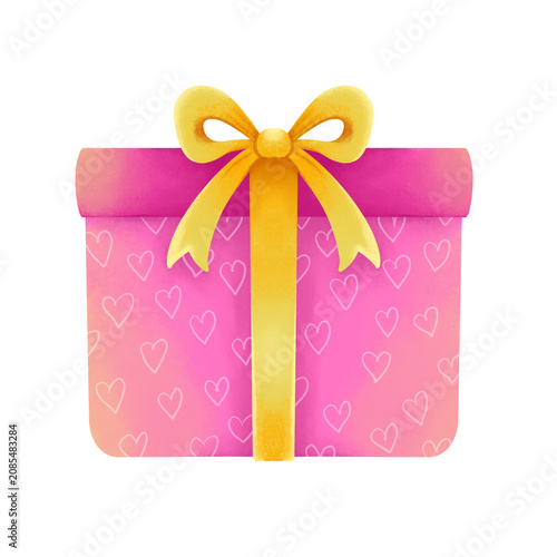 Pink Gift Box with Yellow Ribbon