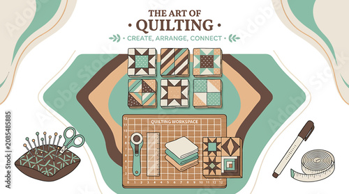 Quadro su tela Colorful Quilting Supplies and Patchwork Fabric Display.
