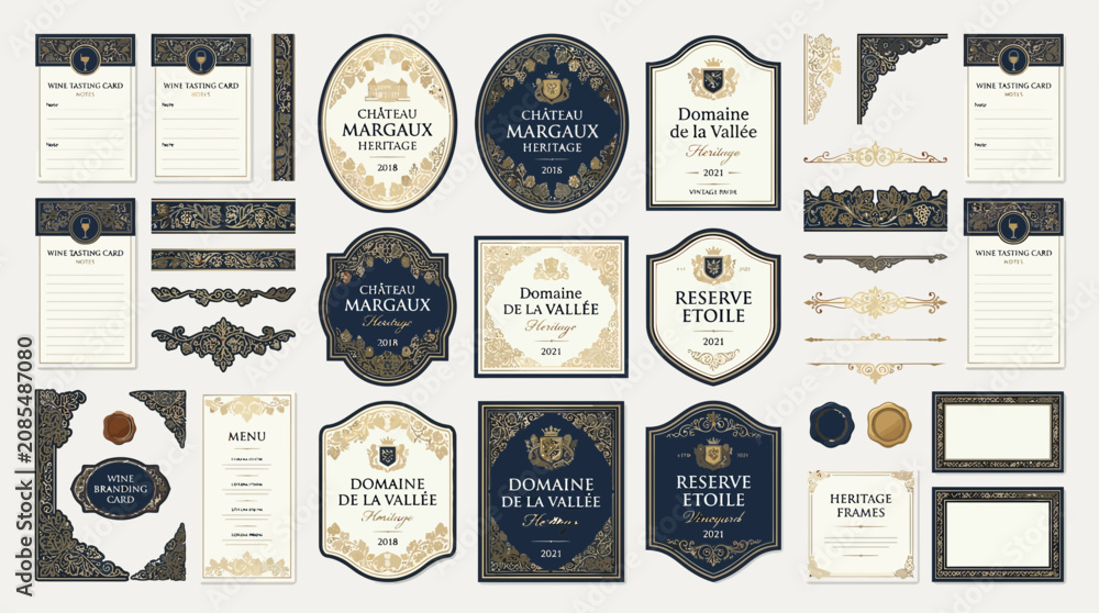 Fototapeta premium Elegant Wine Labels & Design Elements