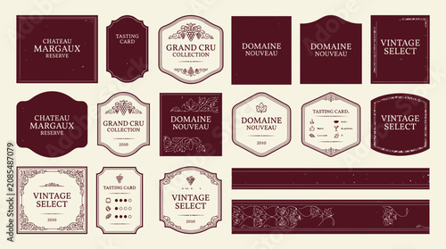 Elegant Wine Labels and Borders - Vintage Design Collection