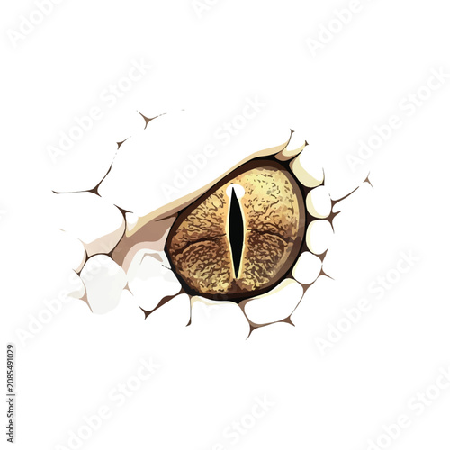Detailed Vector Illustration of a Snake Eye Close-up, Reptile Pupil Macro View, Animal Eye Design