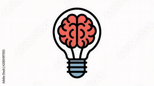 Creative idea, brain, lightbulb, innovation concept, symbol, icon