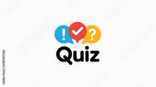 Quiz, question mark, exclamation mark, speech bubbles, flat design, colorful icons, educational, testing, assessment