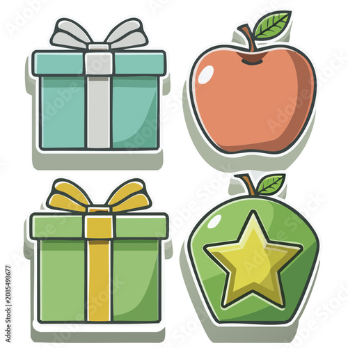 Gift Boxes and Apples with Star