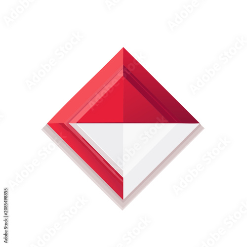 Abstract Geometric Diamond with Red and White Triangles