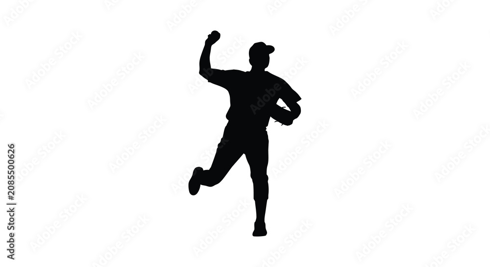 Obraz premium Running man in athletic wear arms raised black silhouette runner