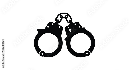 Foto Black metal handcuffs in a closed position a stark silhouette