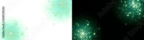 Foto Green glowing sparkle stars clustered with dust particles and diagonal scatter i