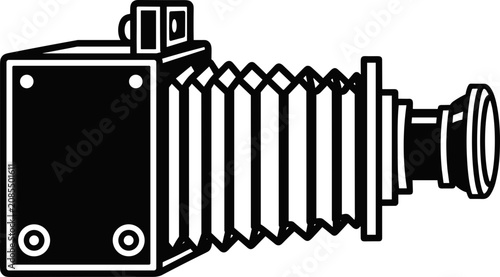 Photos Vintage bellows camera icon, retro photography equipment, graphic design element