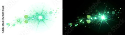 Foto Sparkle creates radiant green starburst lights for magical overlays PNG, Transpa