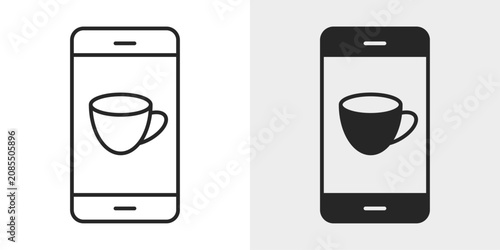 Tableau sur toile Online Cafe Icon represents ordering coffee and beverages through mobile services