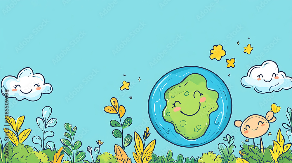 Fototapeta premium A cute Save Earth background design, perfect for eco-themed wallpapers or environmental backdrops.