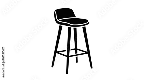 Vector illustration of modern bar stool with backrest on a transparent background