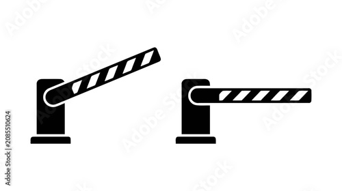 Vector illustration of barrier gate icons set, parking boom barrier vector illustration on a transparent background