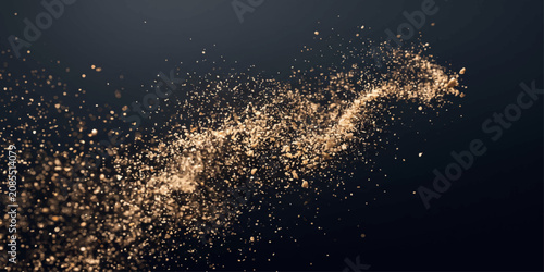 Fotografie Fireworks over Sunset Ocean Reflecting in Water, Abstract Night Sky with Stars,