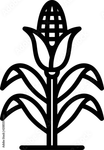 Quadro su tela Corn stalk icon line art, organic agriculture symbol, healthy food concept