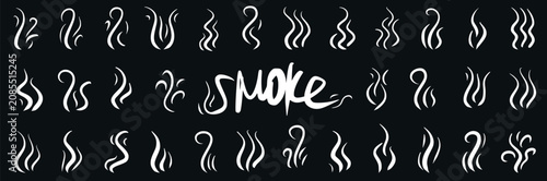 Obraz na plátně Hand-drawn smoke and steam doodle icons with swirling aroma waves