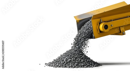 Industrial Conveyor Belt Transporting Crushed Rocks And Gravel