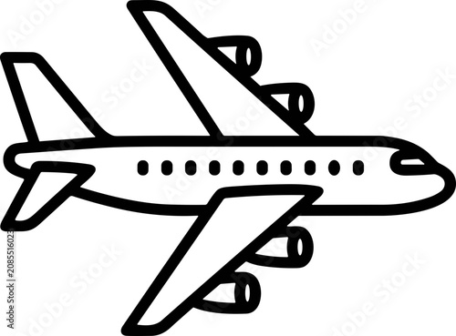Cuadro en lienzo Hand-drawn airplane icon, simple doodle illustration of a jetliner in flight, tr