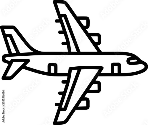 Fotografía Airplane line art icon, modern jetliner transport, travel and aviation concept
