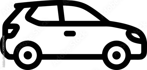 Bild auf Leinwand Minimalist outline icon of a compact hatchback car, side view, simple vector design