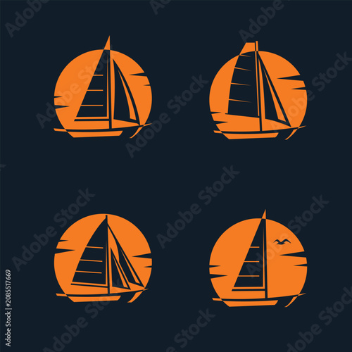 Sailboat logo set