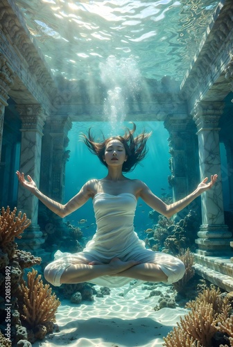 Underwater Yoga Meditation in Sunken Temple