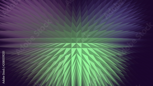 Картината върху платно Bright green pyramidal spikes radiate from a central convergence point