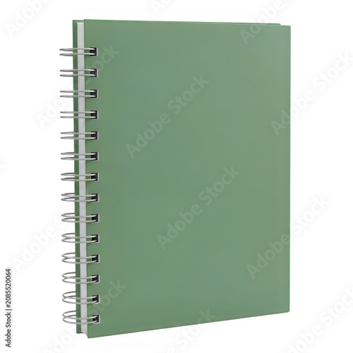 A green spiral notebook with a simple cover design for school or office work and study notes