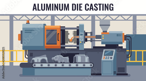 Bild auf Leinwand Aluminum Die Casting Machine Producing Automotive Housings