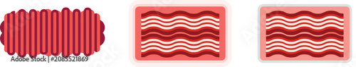 Photos Ground meat and bacon packaging flat vector set featuring minced beef textures a