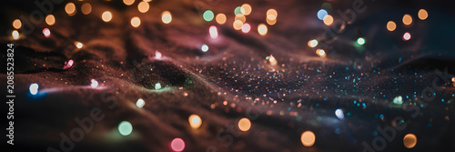 Close-up of Sparkling Light Trails with Bokeh Effect in Dark Setting