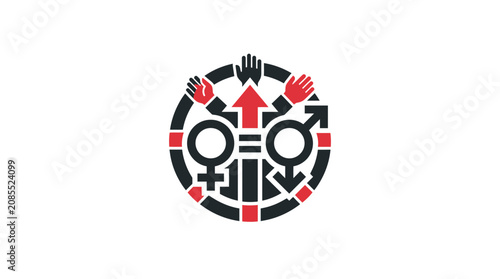 Gender Equality Symbol with Hands Raised in Circle