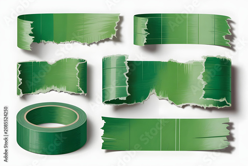 Green textured tape strips arranged in a pattern on white background
