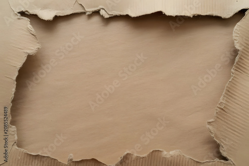 Close-up of torn paper with rough edges and textured surface