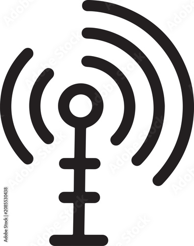 Radio communication outline icon with editable stroke. Wireless signal and communication symbol isolated on white