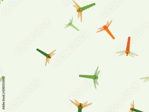 Bilde på lerret Flying Dragonflies Translucent Wings Vector Design