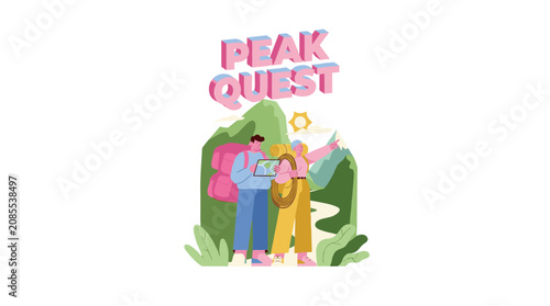 Fotografía Peak quest mountain illustration