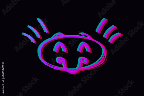 Фотография Cyberpunk neon wireframe abstract glitch corrupted AI smiley face