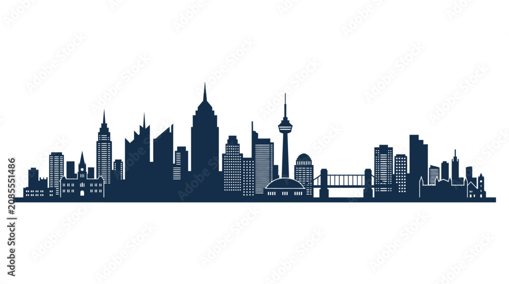 Obraz premium Modern City Skyline Silhouette - Business District Buildings and Architecture Vector