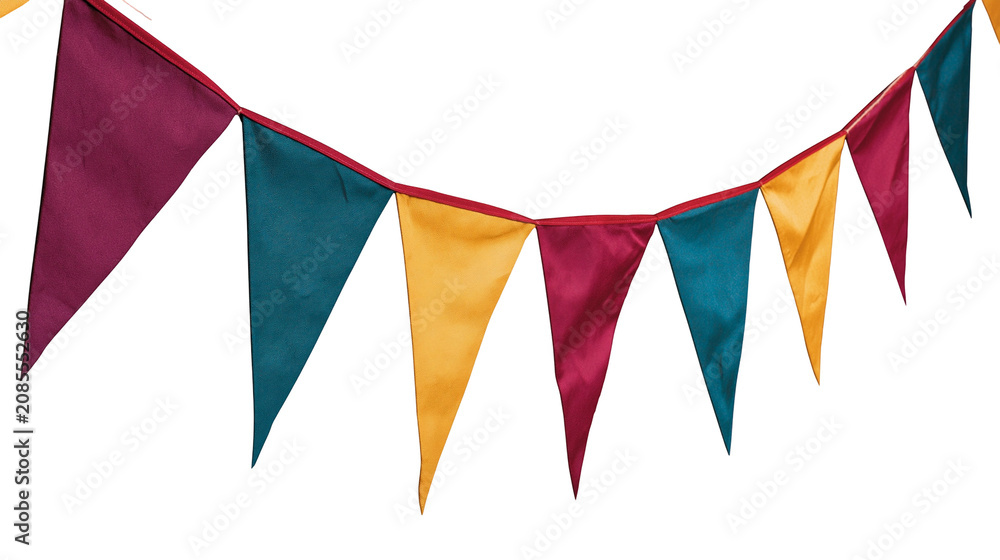 Obraz premium Multi-colored triangular bunting flags on a string