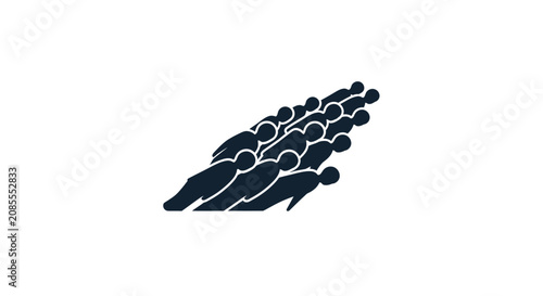 Abstract Group of Dark Silhouette People Figures in a Crowd Formation, isolated white background.