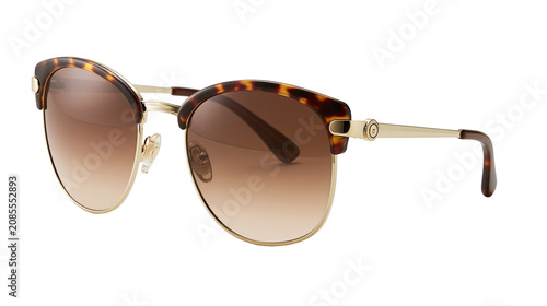 Foto Tortoiseshell and gold frame sunglasses with gradient brown lenses